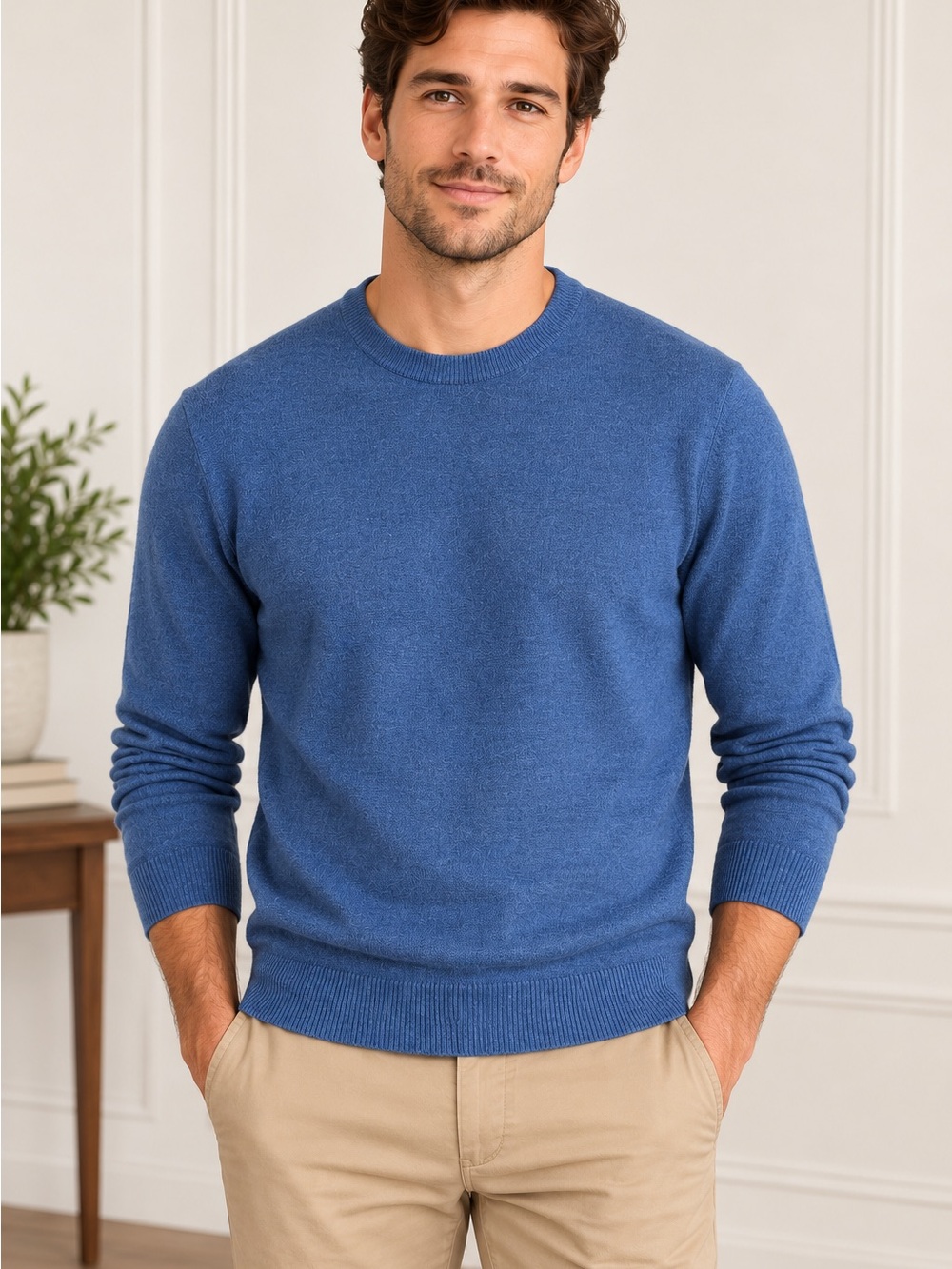 Club Room Mens Small Blue M Wool Blend Crewneck Sweater Pullover Classic